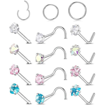 Cubic Zirconia Nose Jewelry - Hypoallergenic 316L Steel
