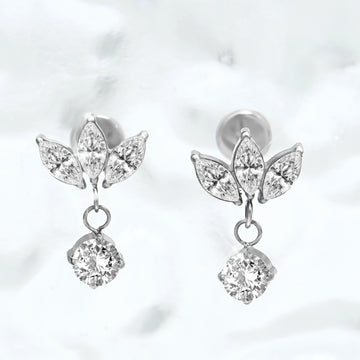 Titanium Clover Earrings for Women – Crystal Dangle Earrings, Hypoallergenic Jewelry