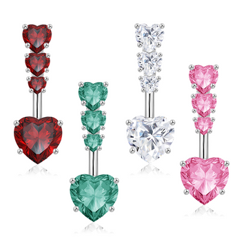 Cubic Zirconia Heart Decor Navel Belly Ring