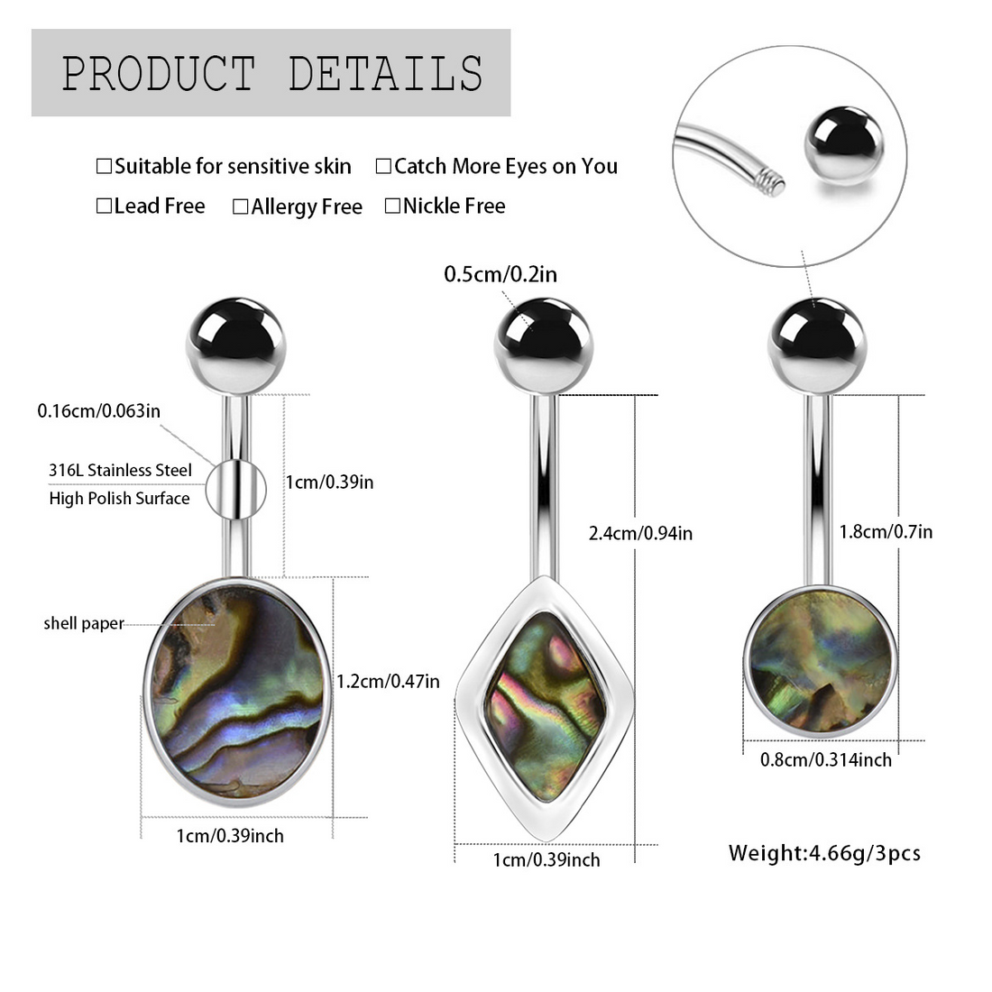 Natural Shell Belly Button Ring – Ocean-Inspired Navel Jewelry