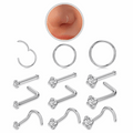 12pcs-Silver-Hoops and Studs Sets Real Body Piercing Jewelry