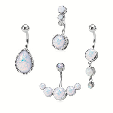 Opal Belly Button Ring Set – Teardrop & Claw-Set
