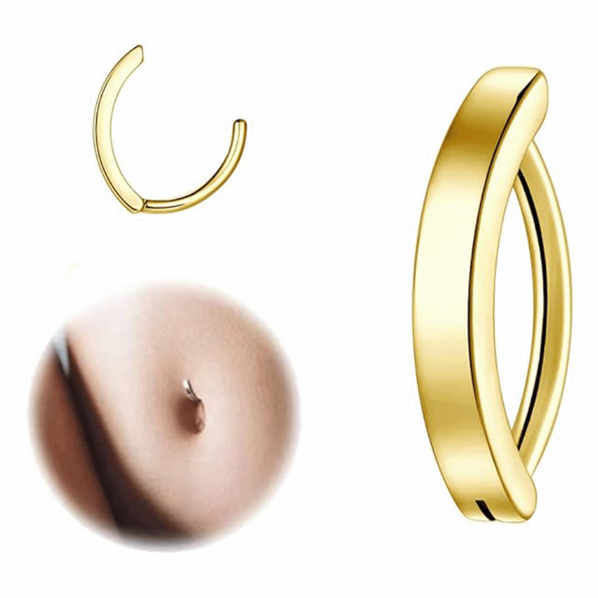 14G Surgical Steel Clicker Belly Button Ring for Navel Piercing