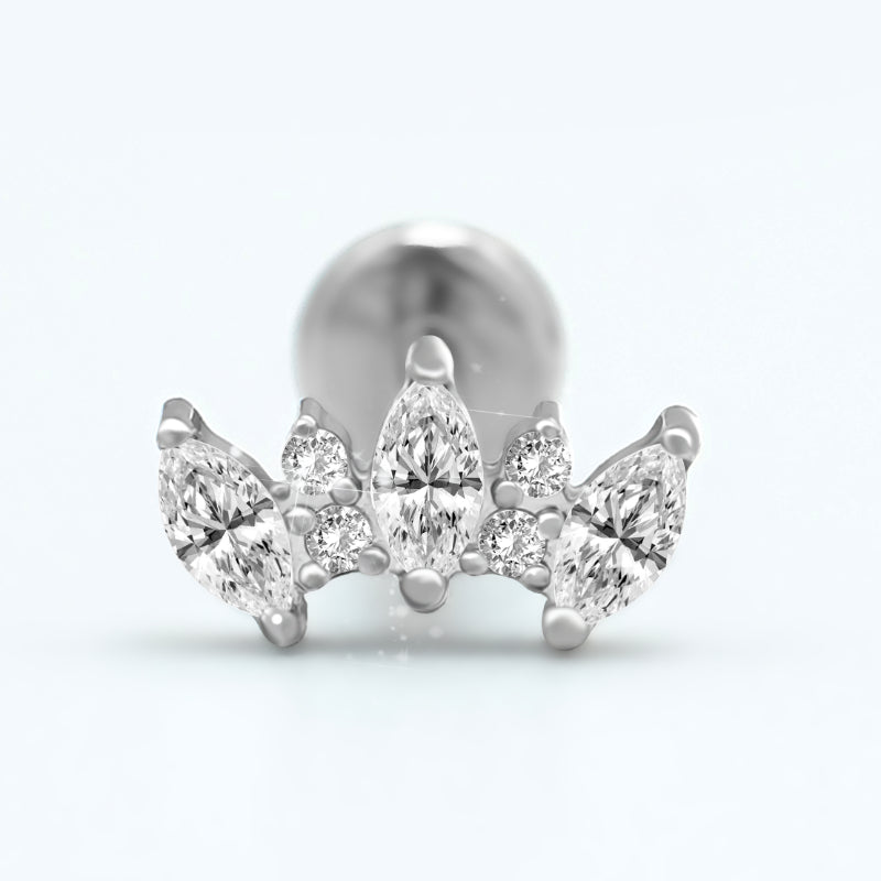 Three Marquise + Four Round Zirconia Cluster Earrings