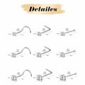 9-Pcs  Nose Studs Variety Pack piercing Studs with CZ