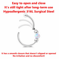 Hypoallergenic Opal Beaded Small Hinged Hoop and L-Shaped Nose Studs Set.