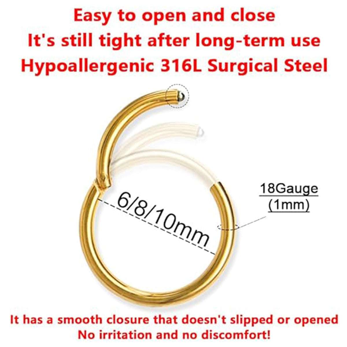 Hypoallergenic 18G/20G Nose Rings Set - 316L Stainless Steel with Cubic Zirconia