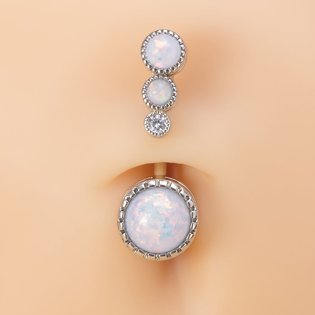 Opal Belly Button Ring Set – Teardrop & Claw-Set