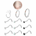 12 Pcs Piercing Jewelry Nose Rings Studs with CZ