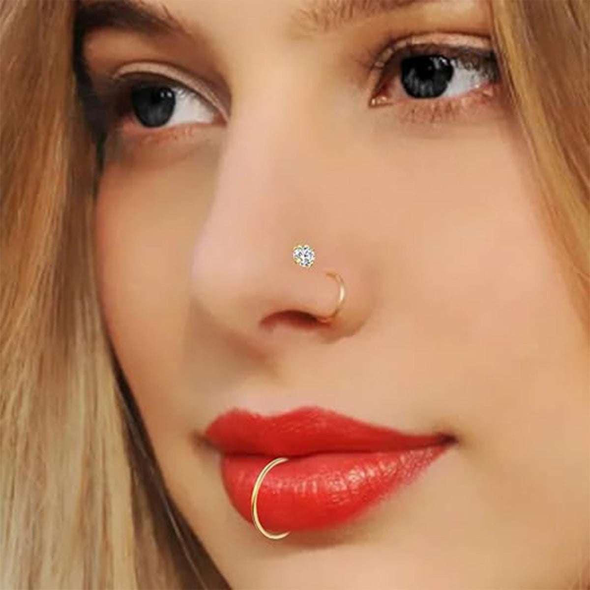 Hypoallergenic 18G/20G Nose Rings Set - 316L Stainless Steel with Cubic Zirconia