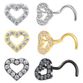 Hypoallergenic 20G Heart Nose Rings Set: 3 PCS in Gold/Silver/Black